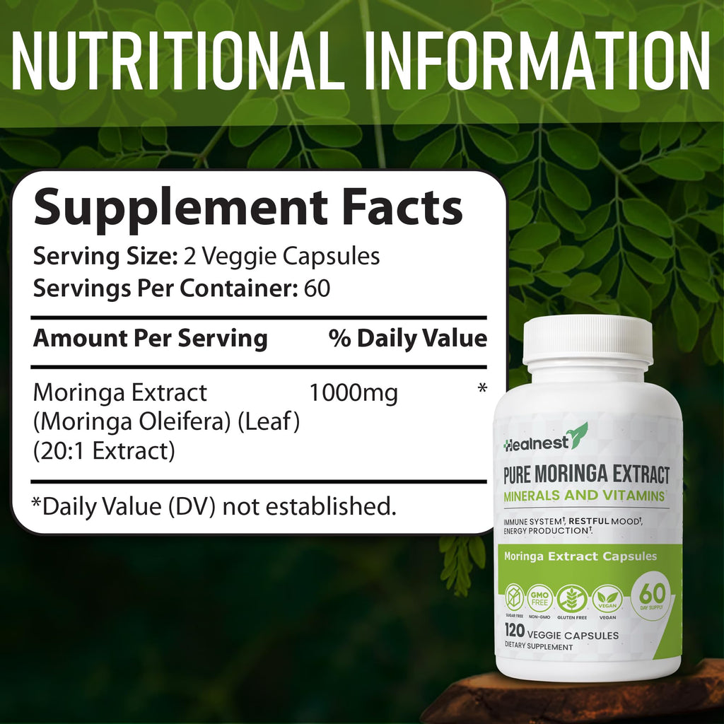 Moringa Extract Capsules 20:1 120 Capsules Vegan M999878