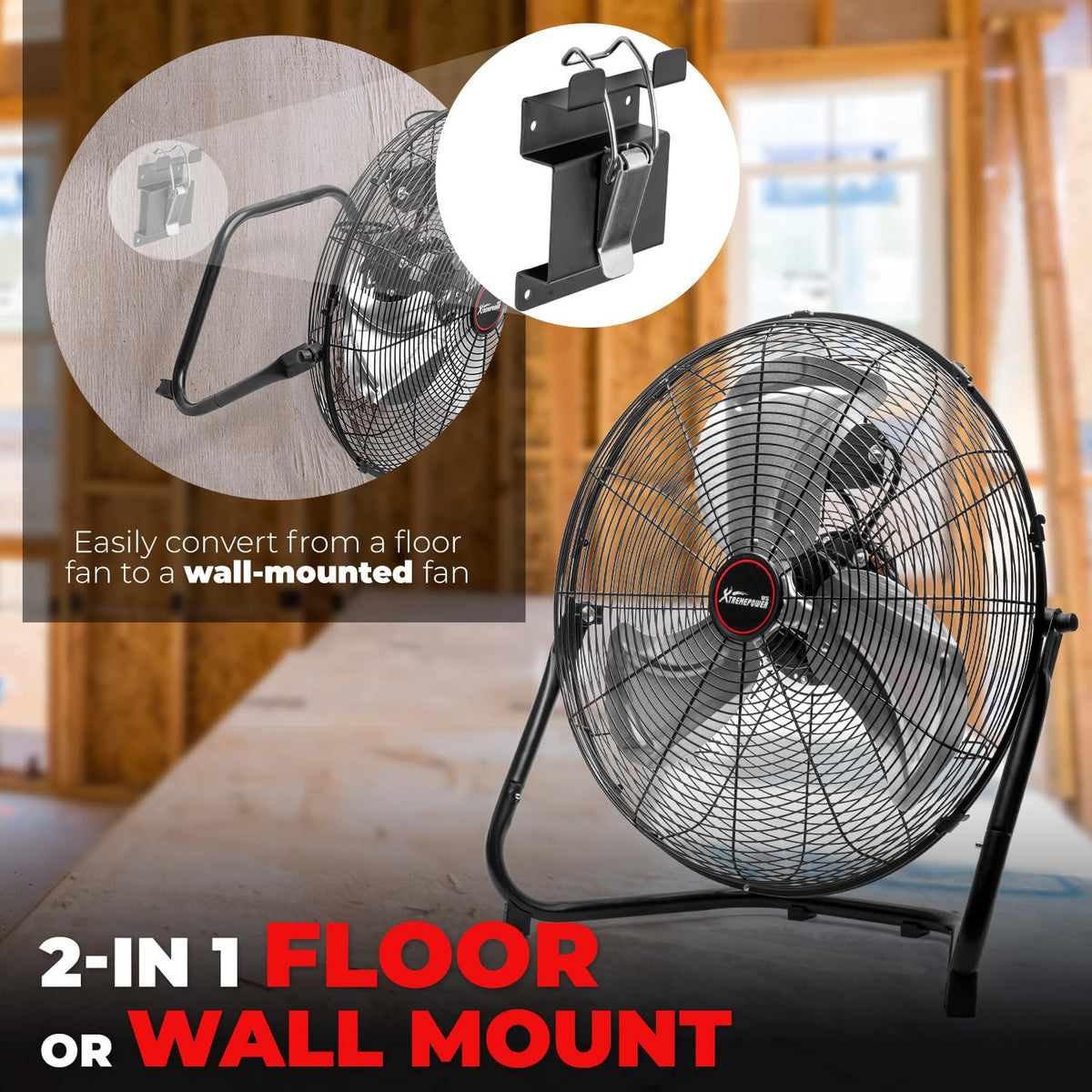 20-Inch Floor & Wall Mount Fan, 3-Speed 5000 CFM M306162