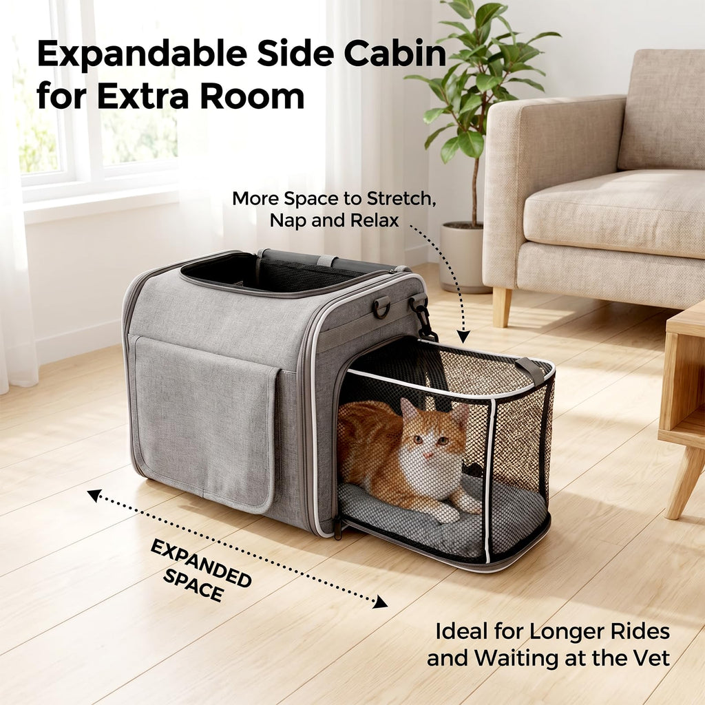 Foldable Expandable Pet Carrier Backpack for Bicycle Handlebar, Gray L131