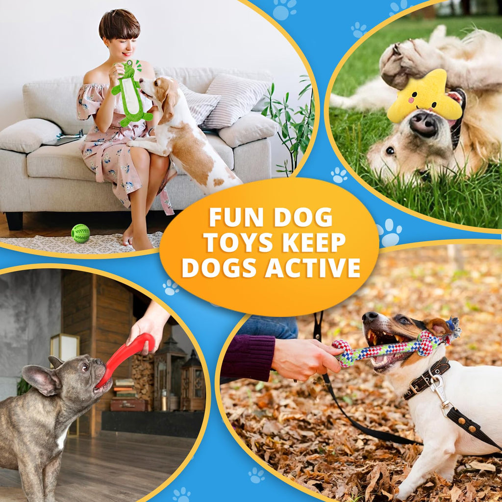 8 Pack Puppy Chew Toys with Squeaky Plush Rope and Ball R2453
