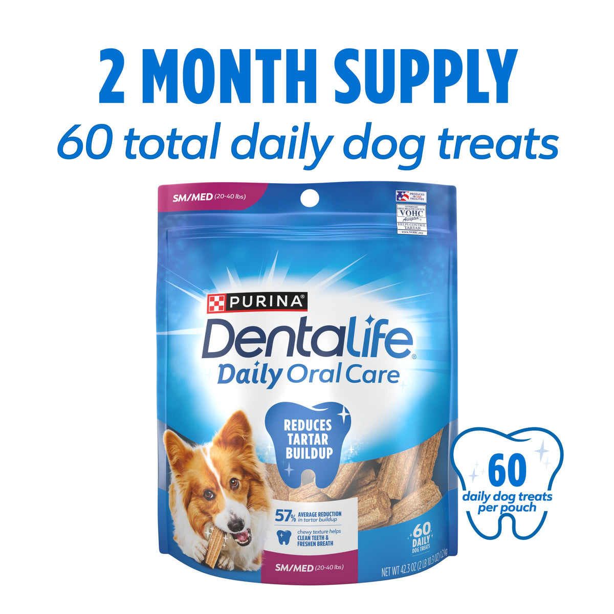 Daily Oral Care Dog Treats, Small/Medium, 60 ct B4317