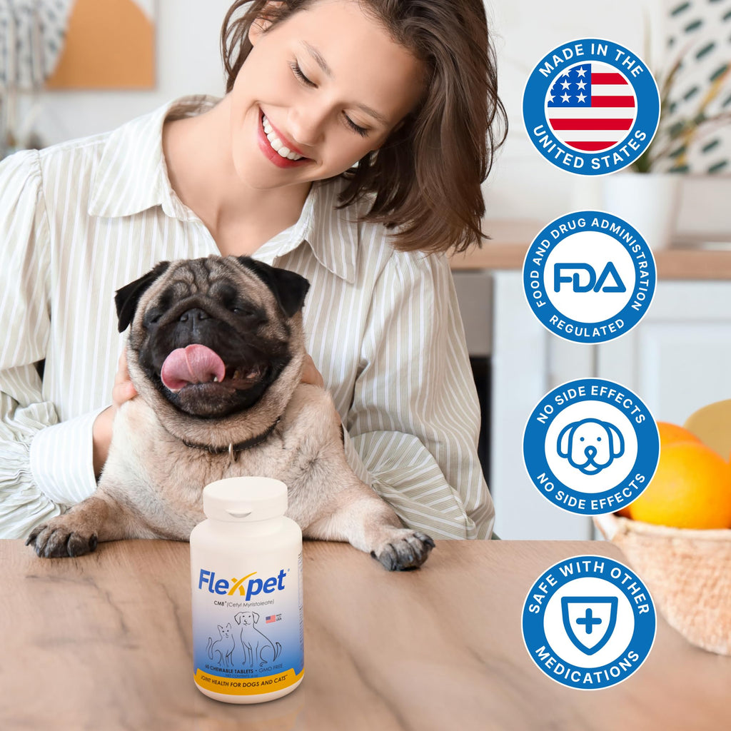 Hip & Joint Supplement for Dogs & Cats with Glucosamine, Collagen, MSM - 60 Tablets P80523