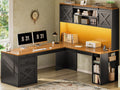 67" L Shaped Desk with Hutch R960