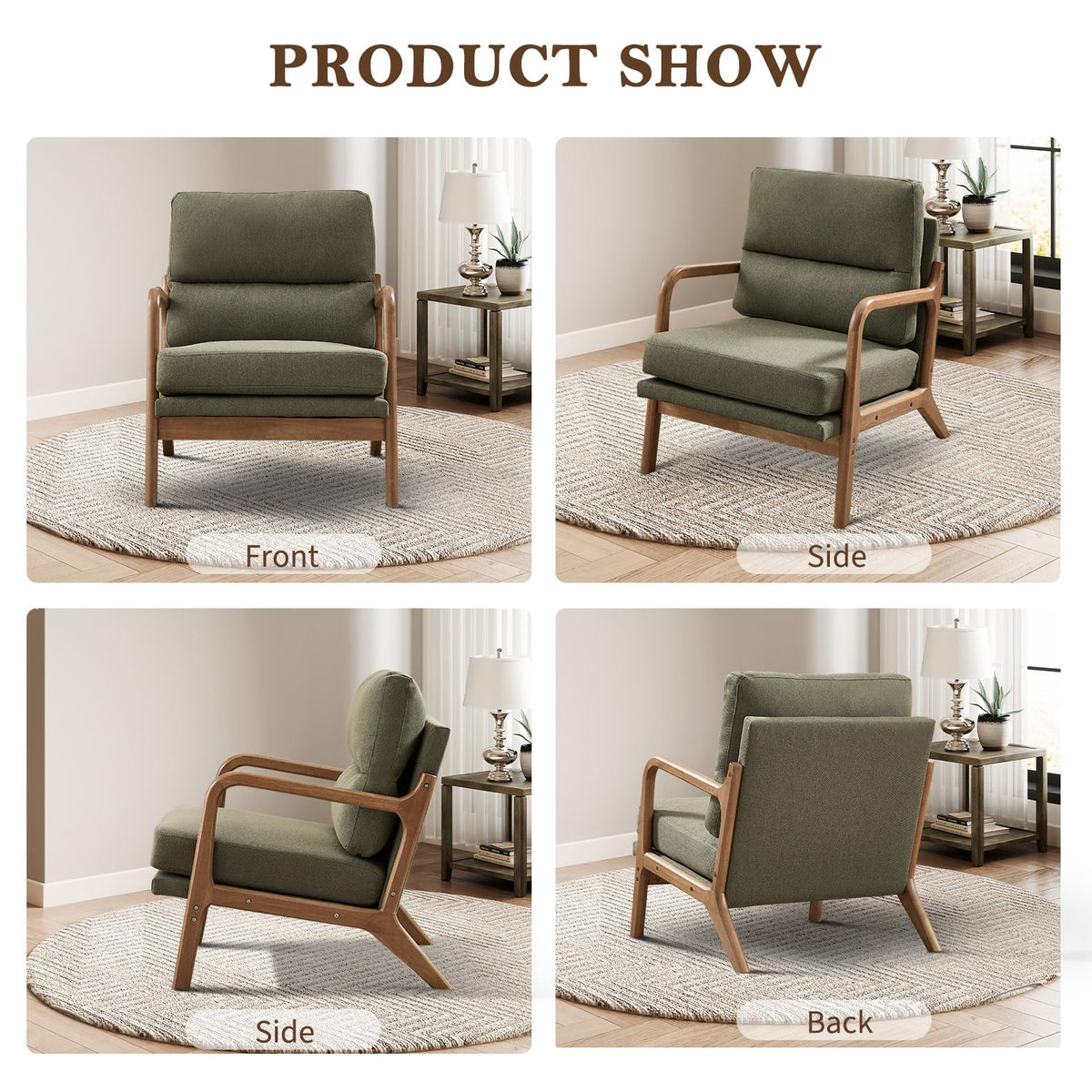 Mid Century Accent Chair Set of 2 Green X514