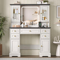 White Makeup Vanity Desk with Mirror and LED Lights R656