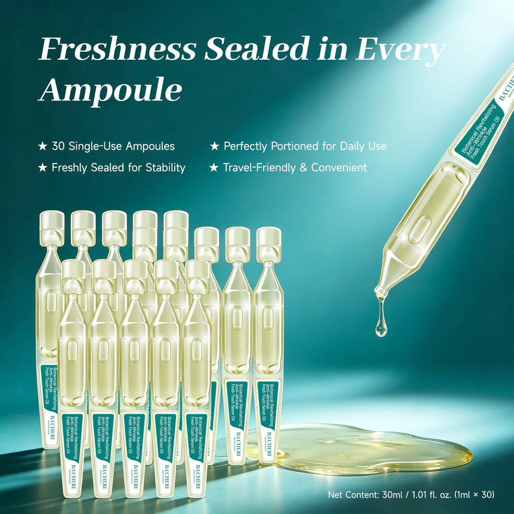 Anti-Aging Face Oil Serum Ampoules with Squalane, Camellia, Jojoba & Meadowfoam Seed Oil, 1ml x 30 I940679