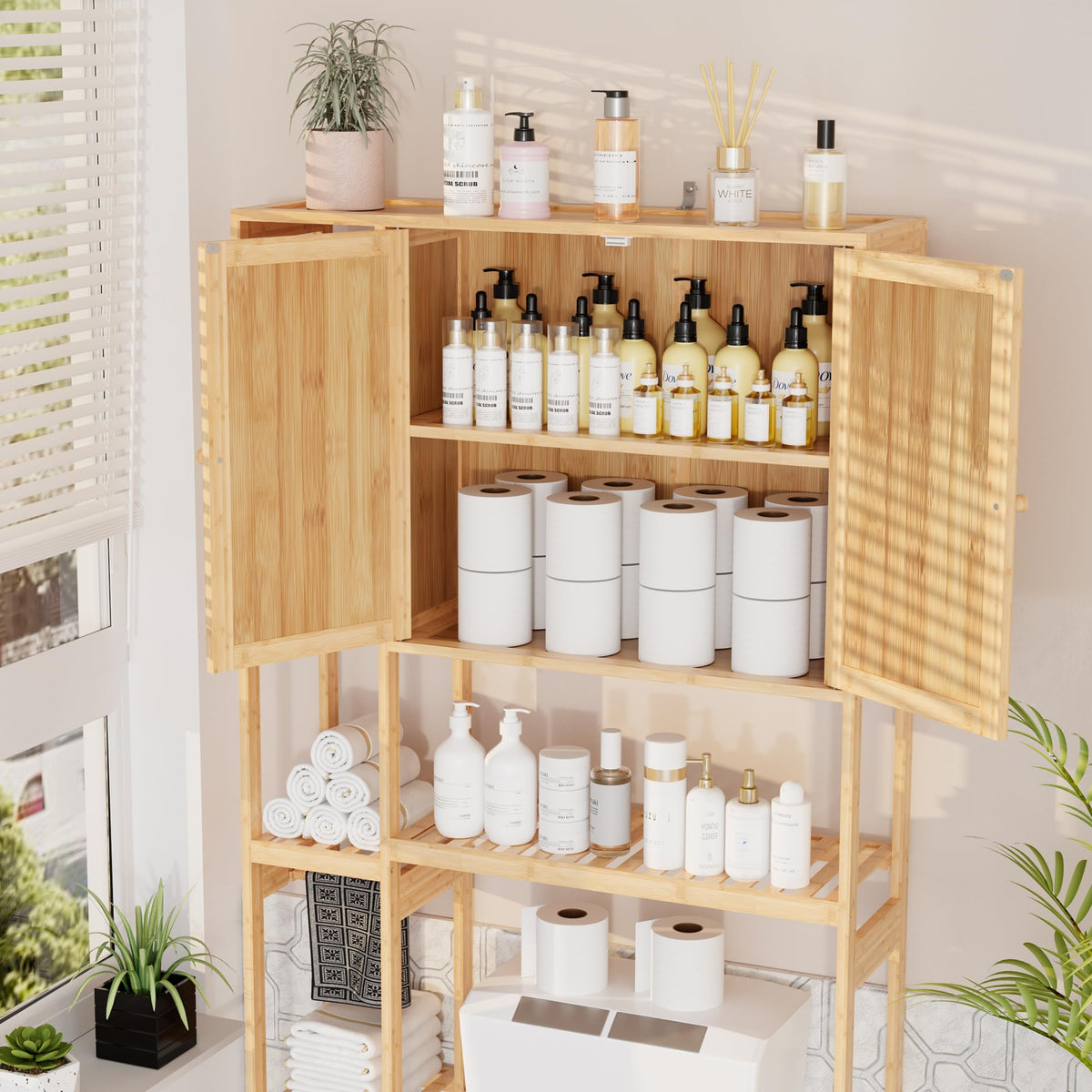 Bamboo Over-the-Toilet Storage Cabinet with Shelves A739