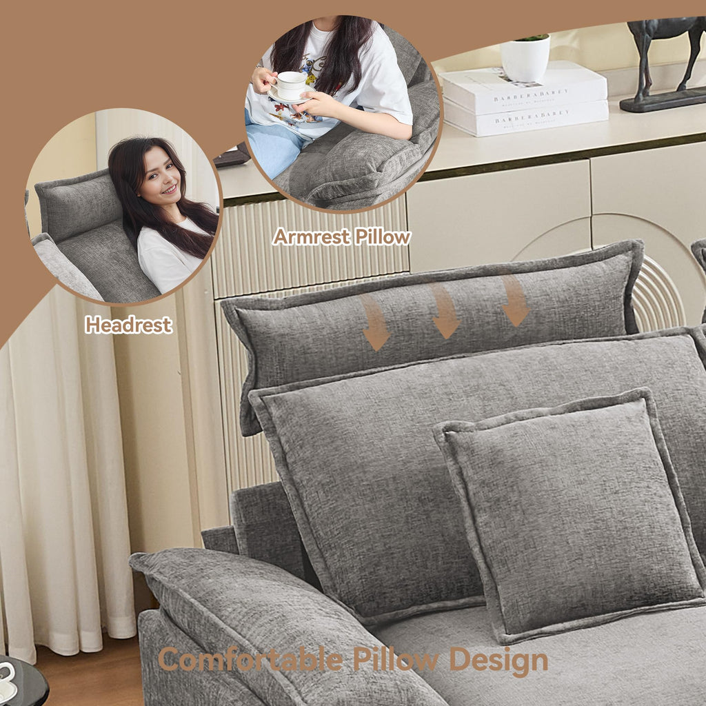 Oversized Chenille Sofa Chair with Ottoman A53466