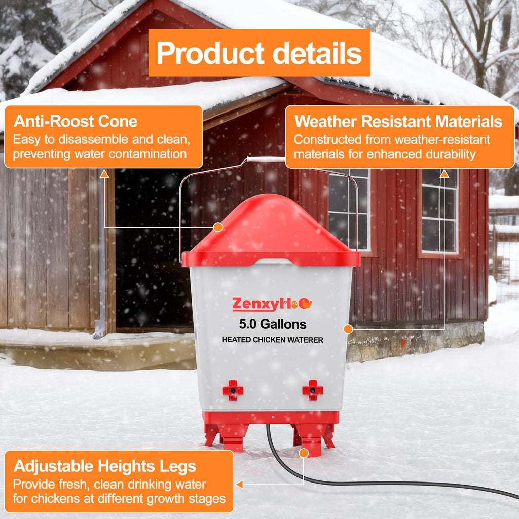 5.0 Gal Heated Chicken Waterer Bucket A58171