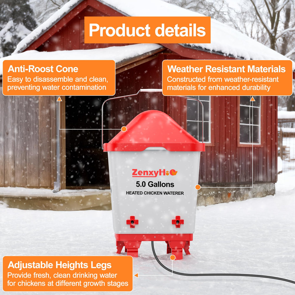 5.0 Gal Heated Chicken Waterer Bucket A58171