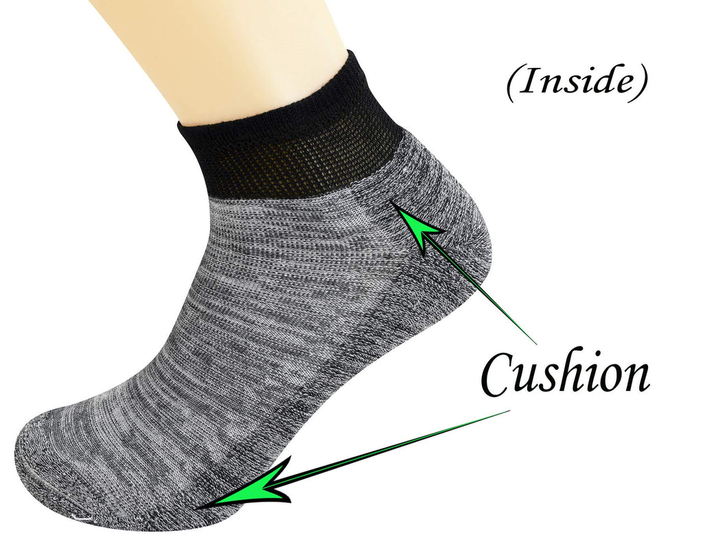 Men's 5 Pairs Low Cut Diabetic Socks with Cushion Sole and Seamless Toe E13140