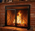 Magnetic Double Door Black Wrought Iron Fireplace Screen H9276