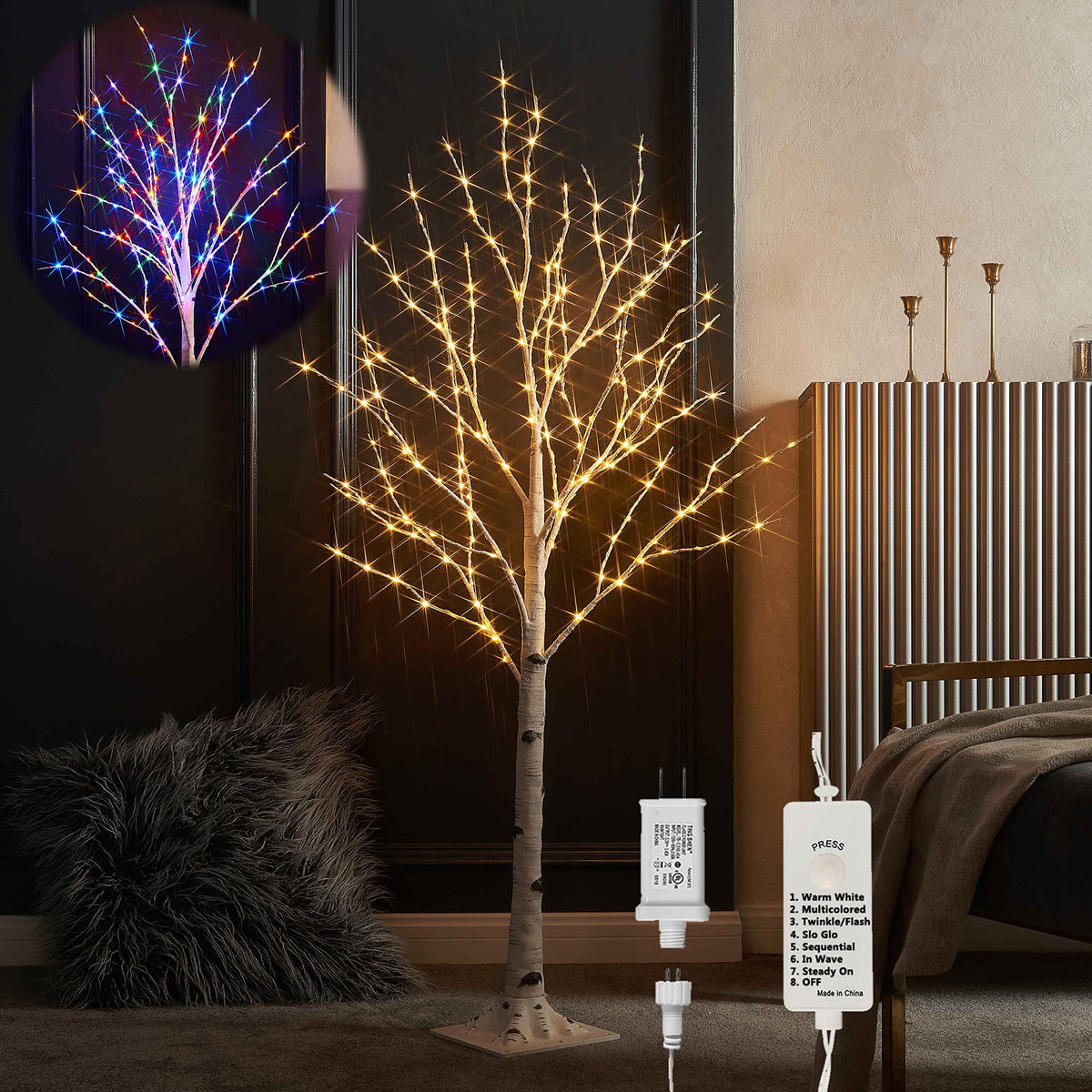 4FT Lighted Twig Birch Tree with 200 LED Lights P3274