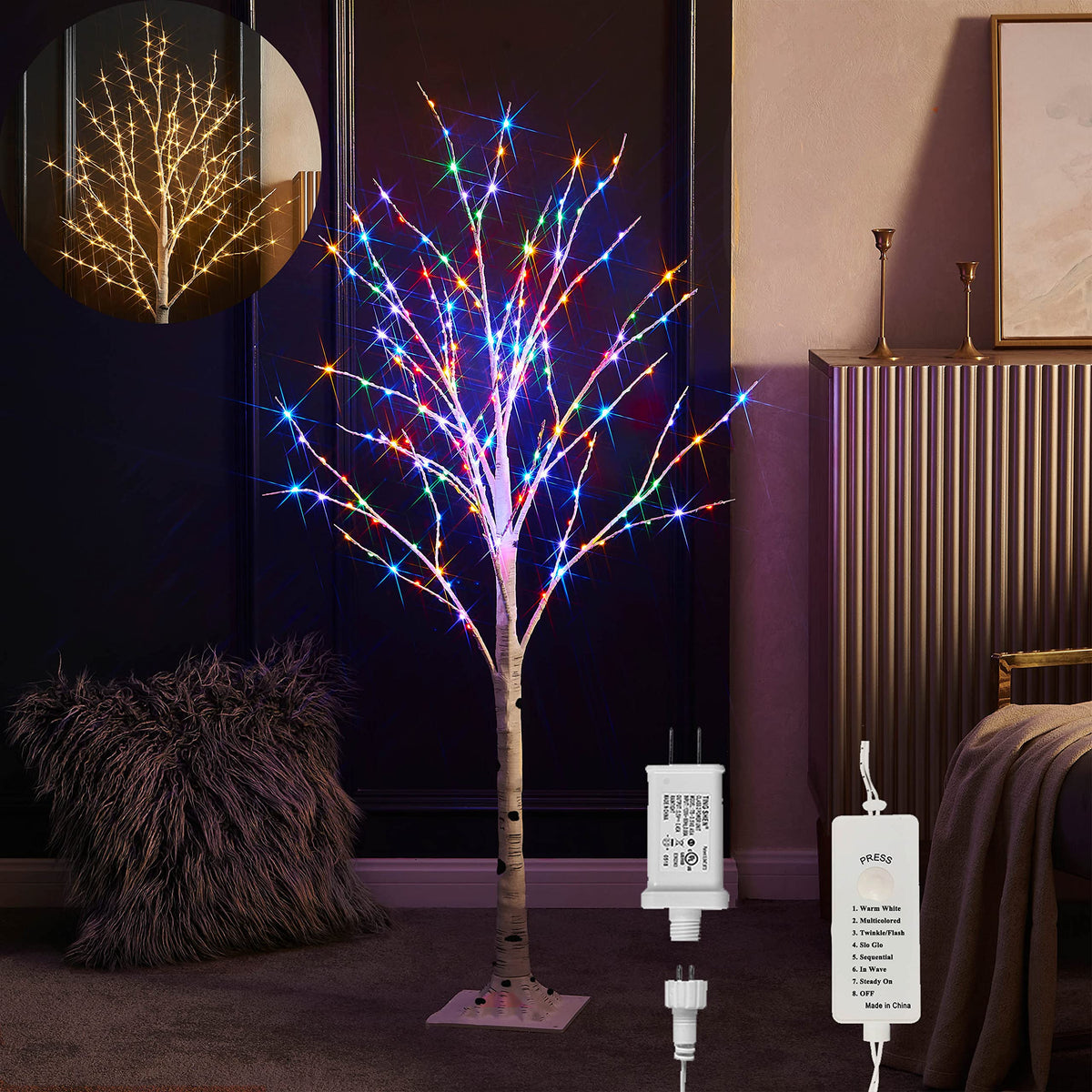 4FT Lighted Twig Birch Tree with 200 LED Lights P3274