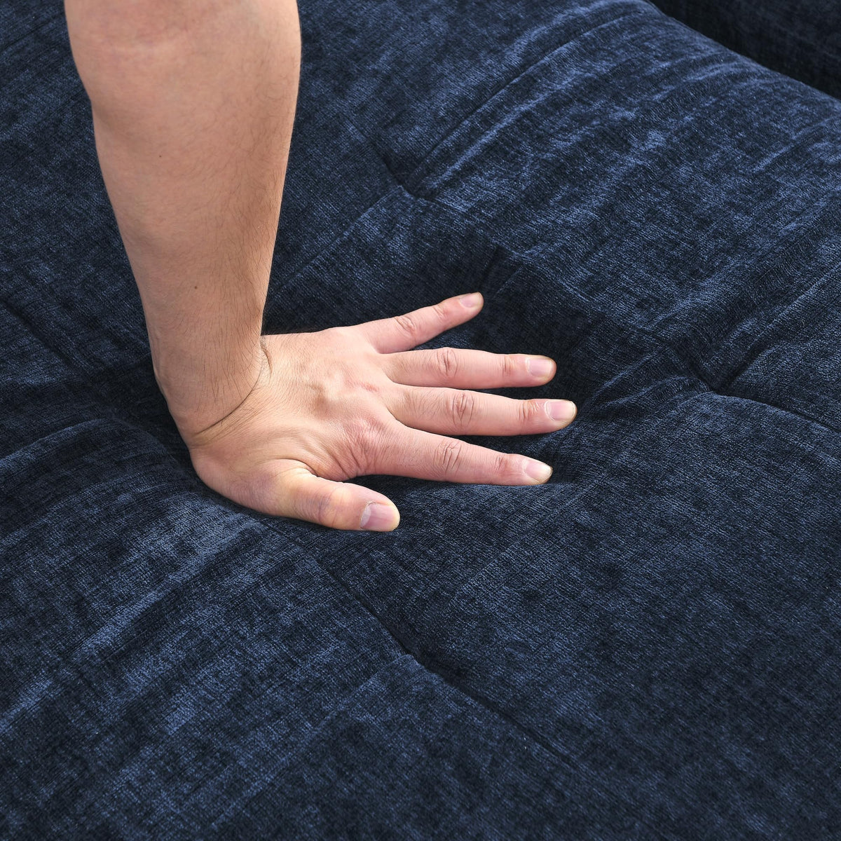 108'' Chenille Navy Blue L-Shaped Sectional Sofa with Storage Ottoman Z80271