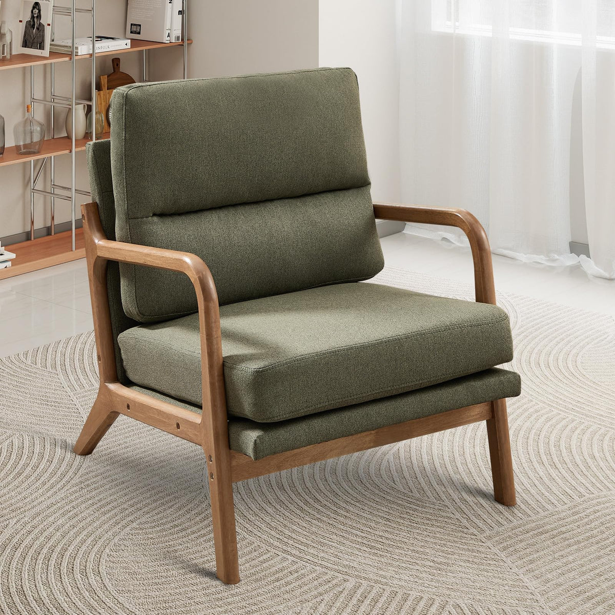 Mid Century Accent Chair Set of 2 Green X514